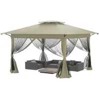 XMTECH Gartenpavillon, 3x3m Pop Up Pavillon 4x4m Dach, UV-Schutz, windfest, höhenverstellbar, 210D Oxford-Gewebe, Khaki