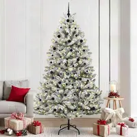 vidaXL "Schlussverkauf" Künstlicher Weihnachtsbaum - Tannenbaum - Kunstbaum moderne - Grün und Weiß 240 cm PVC und Metall C12996