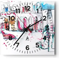 ARTTOR Wanduhr - Quadrat - Glasuhr - Zubehör attraktiv unbeschwert - 30x30cm - Schleichendes Uhrwerk - Lautlos - zum Aufhängen bereit - Dekoration Modern - Wanddekoration aus Glas - C4AC30x30-3118