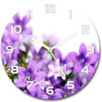 Tulup Wanduhr aus Glas 30fi Glasbild Glasuhr Gehärtetes Glas - weisse-zeiger - Purple bells