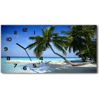 Tulup Wanduhr aus Glas – 60x30 cm - Glasbild - Glasuhr - Gehärtetes Glas - schwarze-zeiger - Tropischer Strand