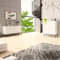 Lomadox Wohnzimmer Set 2-teilig modern in weiß matt mit gefrästen Fronten ANGERA-140