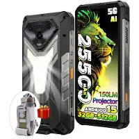 Ulefone Armor 34 Pro 5G Outdoor Handy mit Projektor, 32GB+512GB/2TB AI Outdoor Smartphone Android 15, 25500mAh 6.95” FHD+ 1100LM Campinglampe, WiFi 6E
