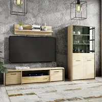 Lomadox Wohnwand 3-teilig modern in Eiche MEGARA-161