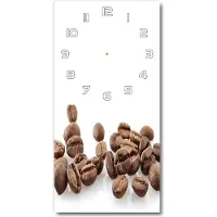 Tulup Wanduhr aus Glas – 30x60 cm - Glasbild - Glasuhr - Gehärtetes Glas -Körner Kaffee