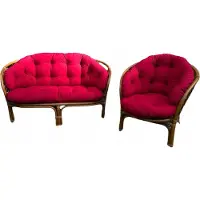 Inna Kissen für ein Rattan-Gartensofa und einen Gartensessel, Rot, Kissen für die Rückenlehne und den Sitz eines Rattan-Gartensofas und eines Gartensessels