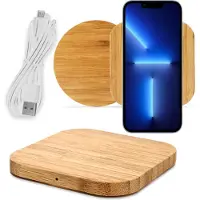 UC-Express Qi Ladegerät für Apple iPhone 17 16 16e 15 Plus Pro Max Bambus 15W Ladestation