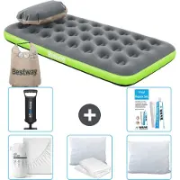 Bestway Luftmatratze – 1 Person – 99 x 188 x 22 cm – Grau/Grün – im Lieferumfang enthalten Zubehör