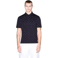 Armani Exchange für Herren. XM000735AF10356FB434 Marinefarbenes Polohemd mit Druck (L), Lässig, Baumwolle, Kurzarm