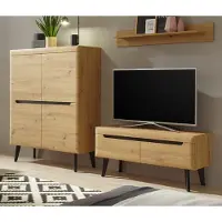 Furn.Design Wohnwand Ronson in Artisan Eiche und schwarz Wohnkombination skandinavisch 234cm
