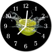 Tulup Glasuhr Wanduhr Küchenuhr Echt-Glas 30fi cm Zitrone gelb