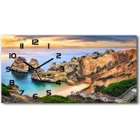 Tulup Wanduhr aus Glas – 60x30 cm - Glasbild - Glasuhr - Gehärtetes Glas - schwarze-zeiger - Lagos Portugal