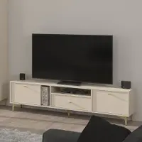 Masseno TV-Schrank TORINO 180 cm Fernsehschrank mit 1 Schubladen und 2 Türen TV-Lowboard für Wohnzimmer Modern 180x40,8x48,5 cm Beige / Beige