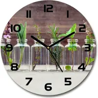 Tulup Wanduhr aus Glas 30fi Glasbild Glasuhr Gehärtetes Glas - schwarze-zeiger - Plants in jars