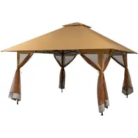 Goplus Gartenpavillon, Pop Up Faltpavillon mit Tragetasche mit Rollen, Höhenverstellbarer Gartenpavillon mit Doppeldach & 4 Netzwänden
