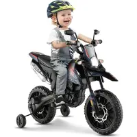 Goplus 12V Aprilia Elektro-Motorrad, Kindermotorrad mit 2 Stützrädern & Musik, Doppelmotoren & Stoßdämpfern, Kinderfahrzeug für Kinder von 3–8 Jahren