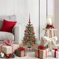 vidaXL "Schlussverkauf" Weihnachtsbaum(1 pc) - Kunstbaum/Tannenbaum - mit 150 LEDs mit Ständer Grün 90 cm PE C7620