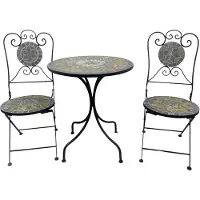 Linder Exclusiv GmbH LEX Mosaik Eisen Bistro-Set Tisch+2 Stühle MC4340