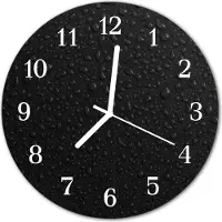 Tulup Glasuhr Wanduhr Küchenuhr Echt-Glas 30fi cm Wasser Tropfen schwarz
