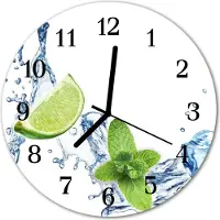 Tulup Glasuhr Wanduhr Küchenuhr Echt-Glas 30fi cm Minze Limette blau