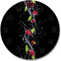 Tulup Wanduhr aus Glas 30fi Glasbild Glasuhr Gehärtetes Glas - schwarze-zeiger - Cherries