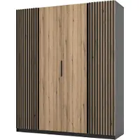 Masseno Drehtürenschrank CAGLIARI 200 cm Kleiderschrank Schlafzimmer Schrank 4-türig Schwarz