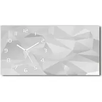 Tulup Wanduhr aus Glas – 60x30 cm - Glasbild - Glasuhr - Gehärtetes Glas - weisse-zeiger - Abstraction Dreiecke