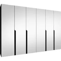 Mirjan 24 Kleiderschrank Mila 3 300 mit Spiegel, Schlafzimmer, Kleiderschrank, mit sechs Drehturen und mit vier Kleiderstange, Modern, Garderobenschrank (Farbe: Schwarz + Schwarz)