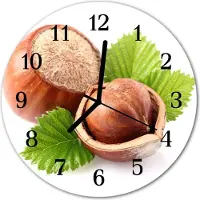 Tulup Glasuhr Wanduhr Küchenuhr Echt-Glas 30fi cm Haselnüssen braun