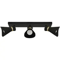 Licht-Erlebnisse Deckenspot verstellbar in Schwarz Gold E14 3-flammig länglich Modern Deckenstrahler