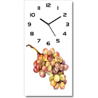 Tulup Wanduhr aus Glas – 30x60 cm - Glasbild - Glasuhr - Gehärtetes Glas -Trauben