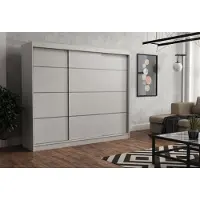Brent Kleiderschrank ROB WHITE 250x60x215 cm – Schiebetüren, Kleiderstange & Regalböden – Moderner Schrank für Schlafzimmer oder Ankleidezimmer,
