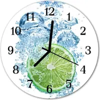 Tulup Glasuhr Wanduhr Küchenuhr Echt-Glas 30fi cm Limette blau grün