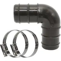 Haf 1x Schlauchverbinder Winkel 90° mit 38mm | 2 x Schlauchtülle | Verbinder inkl. 2x Edelstahlschellen | PN2,5 für Poolfittings & Poolschlauch