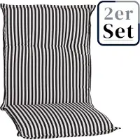 Green Spirit 2er Set Niedriglehner Auflage Tupelo, Motiv - Karo, schwarz - weiss, 98x46x8cm