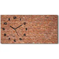 Tulup Wanduhr aus Glas – 60x30 cm - Glasbild - Glasuhr - Gehärtetes Glas - schwarze-zeiger - Ziegelwand