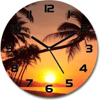 Tulup Wanduhr aus Glas 30fi Glasbild Glasuhr Gehärtetes Glas - schwarze-zeiger - Sunset beach