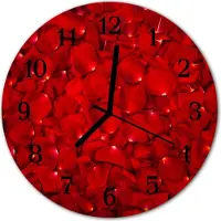 Tulup Glasuhr Wanduhr Küchenuhr Echt-Glas 30fi cm Rosenblüten rot