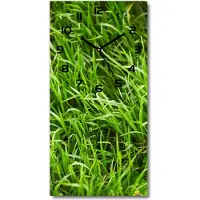 Tulup Wanduhr aus Glas – 30x60 cm - Glasbild - Glasuhr - Gehärtetes Glas -Gras