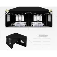 Markenlos Gartenpavillon 3x6 m Pop-Up-Style mit Wasserdichtem Dach und 6 Seitenwänden, Anthrazit