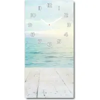 Tulup Wanduhr aus Glas – 30x60 cm - Glasbild - Glasuhr - Gehärtetes Glas -Tropischer Strand