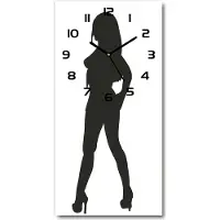 Tulup Wanduhr aus Glas – 30x60 cm - Glasbild - Glasuhr - Gehärtetes Glas -Silhouette einer Frau