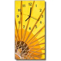 Tulup Glasuhr Wanduhr Küchenuhr Echt-Glas 30x60 Sonnenschirm Gelb
