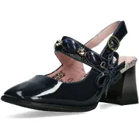 LAURA VITA Damen Pumps Slingback Leder Schleife Dekorsteine HICMIMO 16, Größe:39 EU, Farbe:Blau