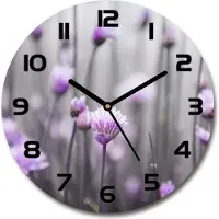 Tulup Wanduhr aus Glas 30fi Glasbild Glasuhr Gehärtetes Glas - schwarze-zeiger - Flowers of chives