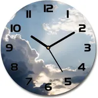 Tulup Wanduhr aus Glas 30fi Glasbild Glasuhr Gehärtetes Glas - schwarze-zeiger - Clouds in the sky