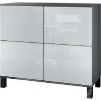Vladon Kommode Rova V3, Moderner Küchenschrank mit 4 Push-to-Open Türen Anthrazit matt / Weiß Hochglanz (92,5 x 84.5 x 35)