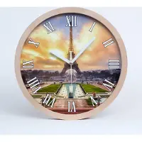 Tulup Holzuhr 25fi cm wanduhr - weiße Spitzen - Eiffelturm Paris