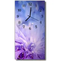 Tulup Glasuhr Wanduhr Küchenuhr Echt-Glas 30x60 Blume Lila