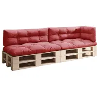 Sunnypillow Palettenkissen für Palettenmöbel - 5er Set - Palettenauflage 120 x 80 für Palettensofa - Palettenpolster für Garten, Gesteppte Kissen für Europaletten - Sitzkissen & Rückenkissen Rot